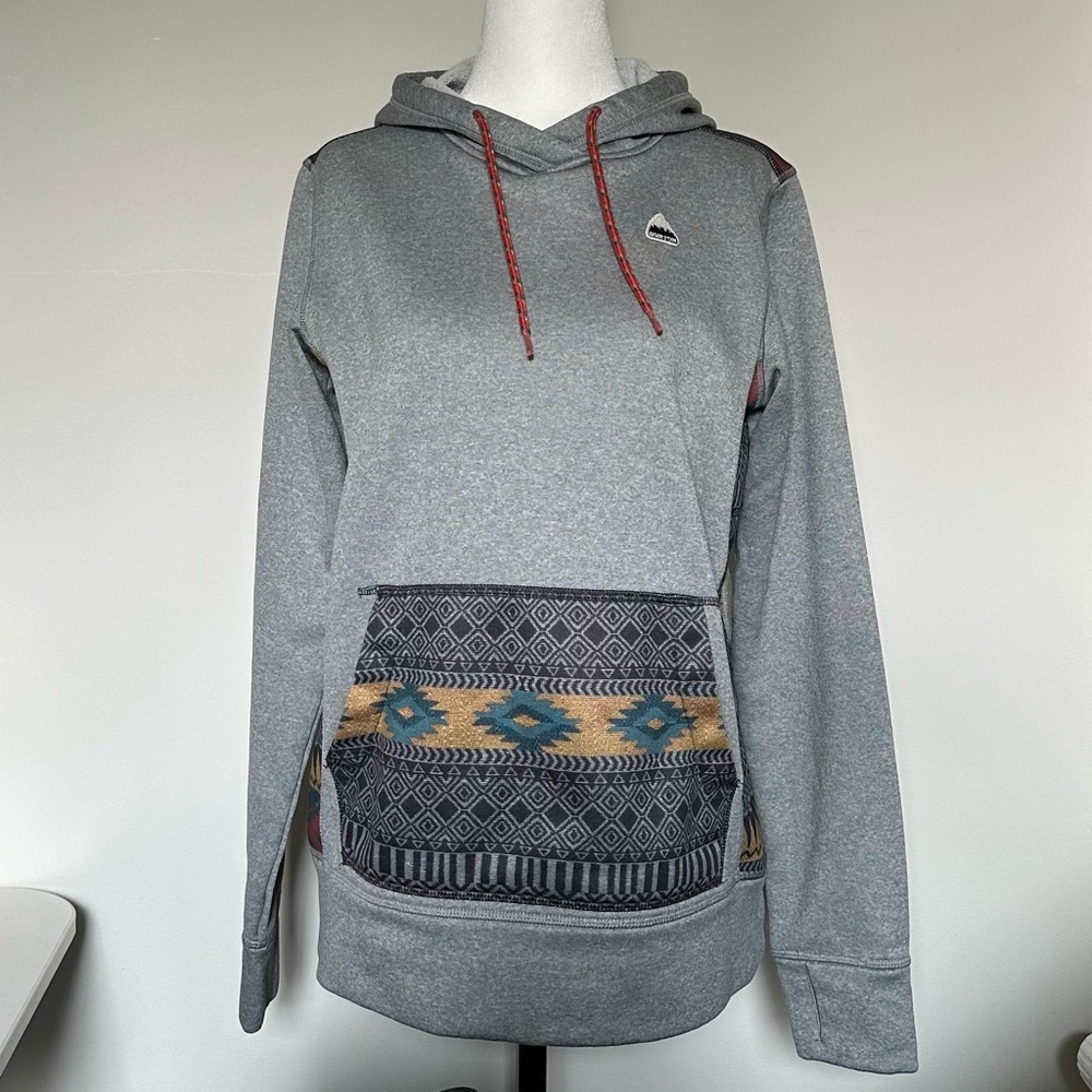 EUC Burton DRYRIDE Womens Small OAK PO Pullover Hoodie Heather Tahoe Freya Weave